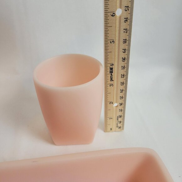 Restoration Hardware Bath Vanity Set Tray Cup Tissue Box Cover Powder Pink - Picture 6 of 9